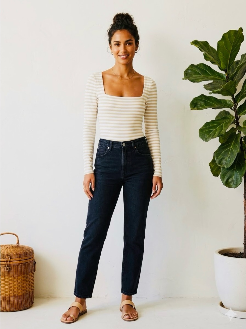 Aritzia Beige and White Striped
Bodysuit size m